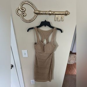 Guess tan glitter crochet dress size medium